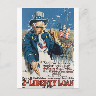 Gammal krigaffisch "för Uncle Sam" U.S. circa 1917 Vykort