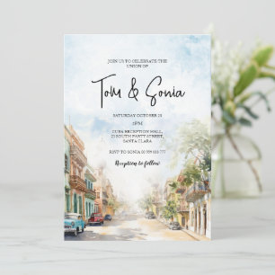 Gammal Kuba Havana Destination Wedding Inbjudningar