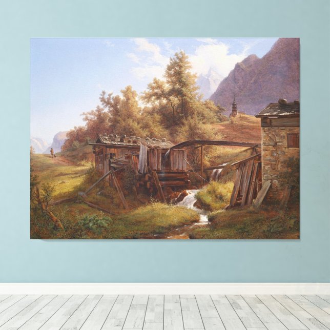 Gammal kvarn i dalen nära Berchtesgaden Canvastryck (Insitu (trägolv))