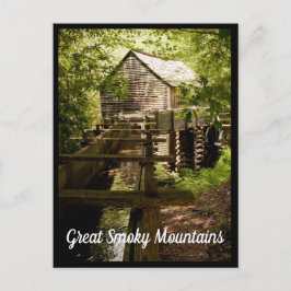 Gammal kvarn och vattenhjul Great Smoky Mountains Vykort