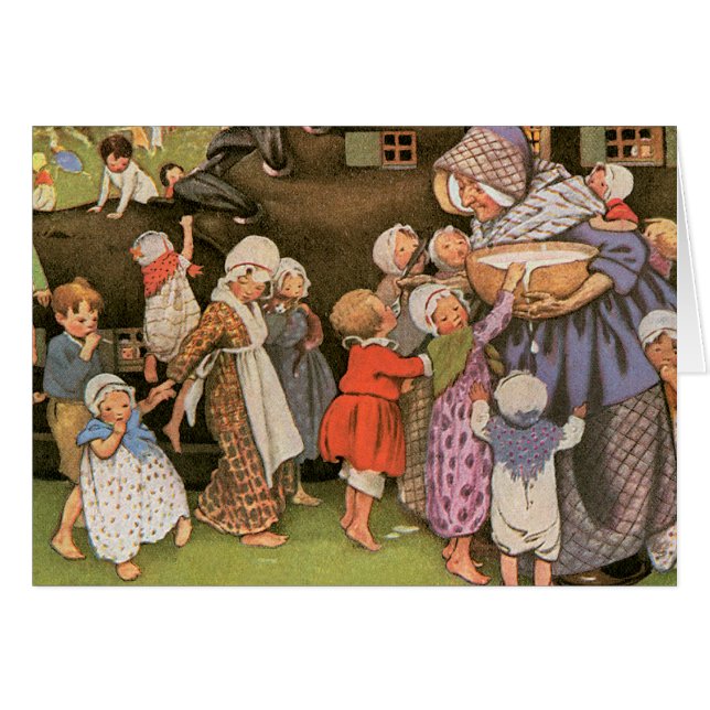 Gammal kvinna i sko hälsningskort (Framsidan Horizontal)