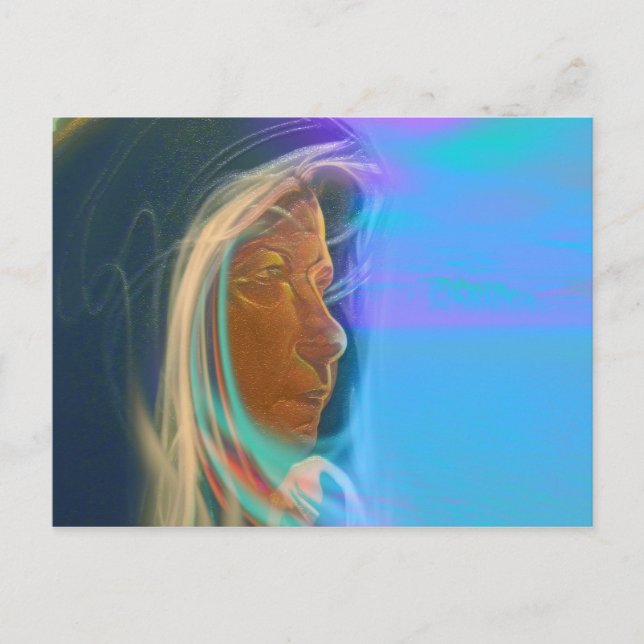 Gammal kvinna vykort (Framsida)