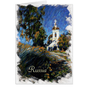Gammal kyrka i den Slotino byn, nära det Moscow OBS Kort
