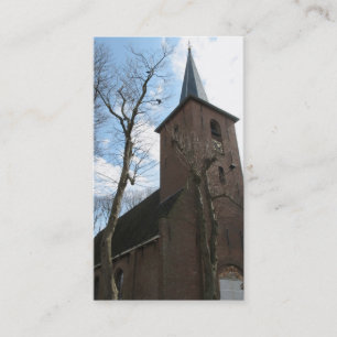 Gammal kyrka och litet fotokort för träd visitkort