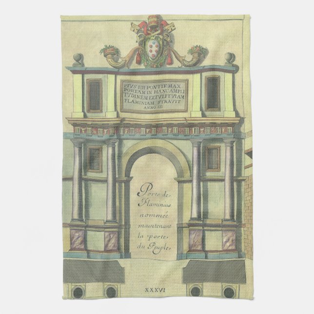 Gammal kyrkdörr Ingång Renässansens arkitektur Kökshandduk (Vertikal)