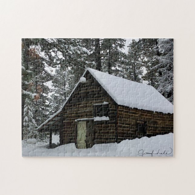 Gammal lada i snö pussel (Horisontell)