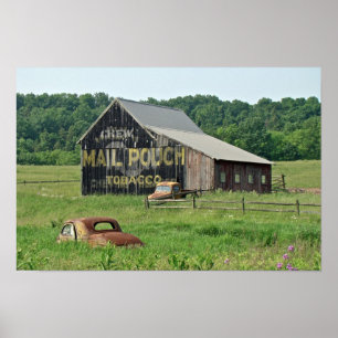 Gammal lada Mail Pouch Tobaksreklam Poster