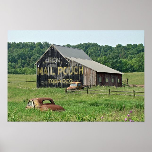 Gammal lada Mail Pouch Tobaksreklam Poster (Framsidan)