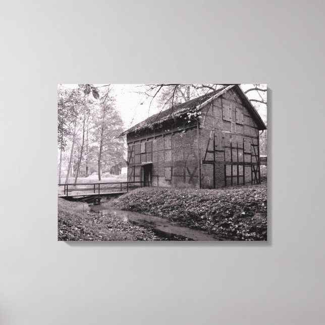 Gammal lada svart och vitt bild på canvas (Framsida)