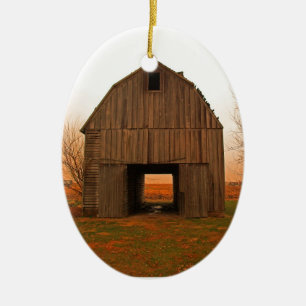 gammal ladugård julgransprydnad keramik