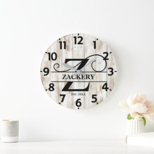 Gammal lantgård Rustic Z Monogram Stor Klocka