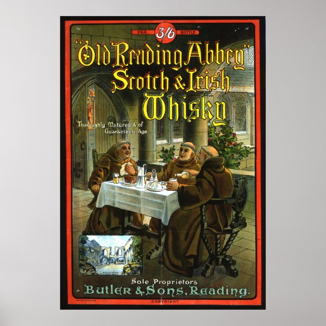 Gammal läsning Abbey Whisky Poster (Framsidan)