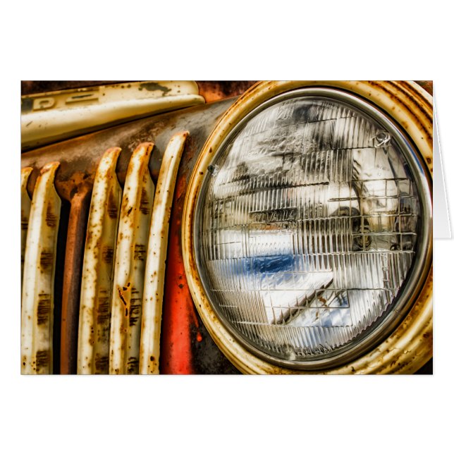 Gammal Lastbil-design Hälsningskort (Framsidan Horizontal)