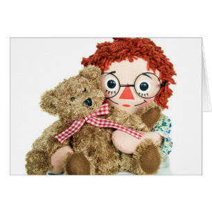 gammal lumpdocka och teddybjörn OBS kort