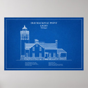 Gammal Mackinac Point Light - Michigan - AD Poster