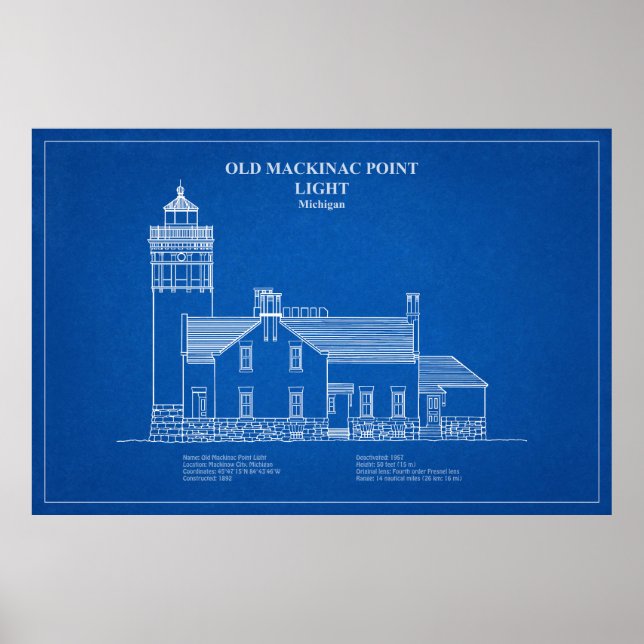 Gammal Mackinac Point Light - Michigan - AD Poster (Framsidan)
