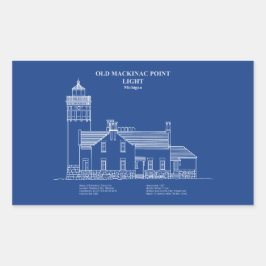 Gammal Mackinac Point Light - Michigan - AD Rektangulärt Klistermärke