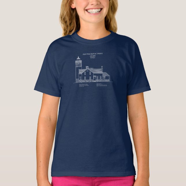 Gammal Mackinac Point Light - Michigan - AD T Shirt (Framsida)