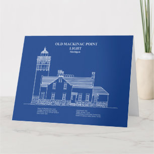 Gammal Mackinac Point Light - Michigan - AD Tack Kort