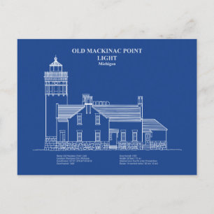 Gammal Mackinac Point Light - Michigan - AD Vykort