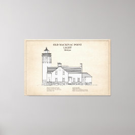 Gammal Mackinac Point Light - Michigan - SBD Canvastryck