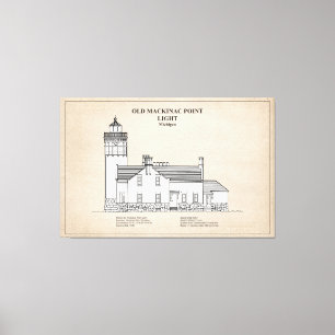 Gammal Mackinac Point Light - Michigan - SBD Canvastryck