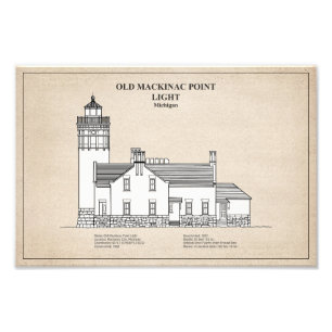 Gammal Mackinac Point Light - Michigan - SBD Fototryck