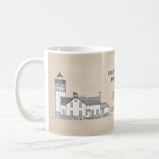Gammal Mackinac Point Light - Michigan - SBD Kaffemugg (Vänster)