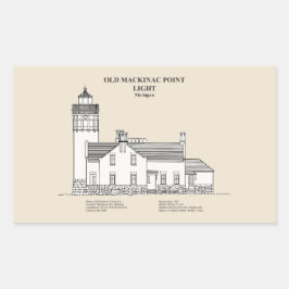 Gammal Mackinac Point Light - Michigan - SBD Rektangulärt Klistermärke