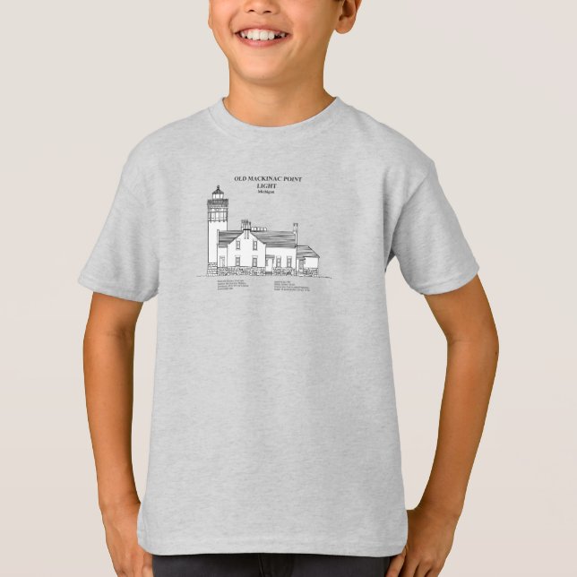 Gammal Mackinac Point Light - Michigan - SBD T Shirt (Framsida)