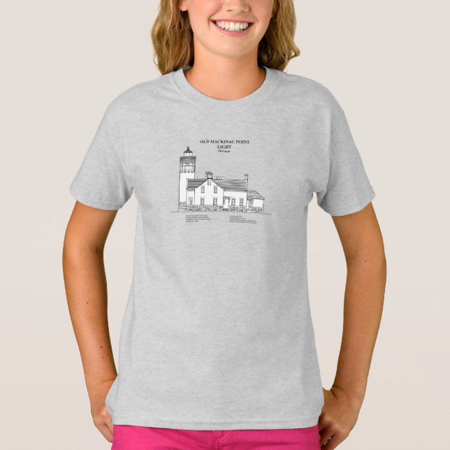 Gammal Mackinac Point Light - Michigan - SBD T Shirt (Framsida)