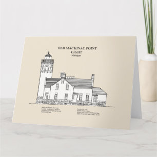 Gammal Mackinac Point Light - Michigan - SBD Tack Kort