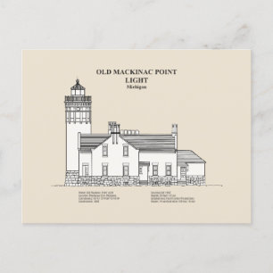 Gammal Mackinac Point Light - Michigan - SBD Vykort