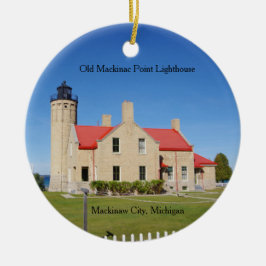 Gammal Mackinac Point Lighthouse-ornament Julgransprydnad Keramik