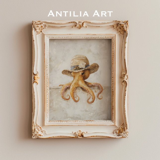 Gammal målning av bläckfisk Rustikalt fantasifullt Poster (Skapare uppladdad)