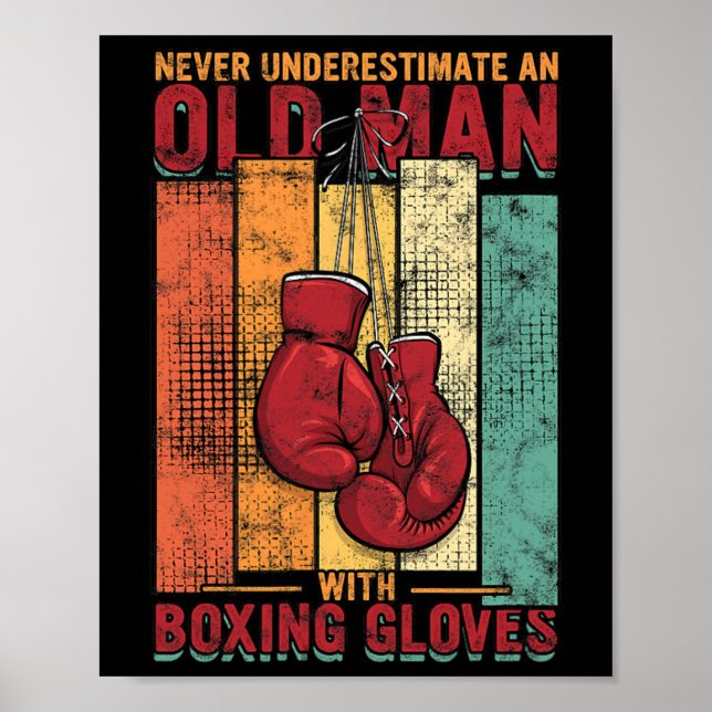 Gammal man Boxing - Vintage Poster (Framsidan)