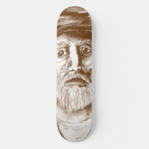 Gammal man Brown Kolteckning Skateboard Bräda 19,5 Cm