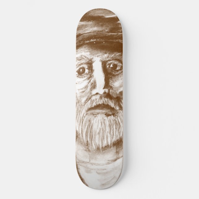 Gammal man Brown Kolteckning Skateboard Bräda 19,5 Cm (Framsida)