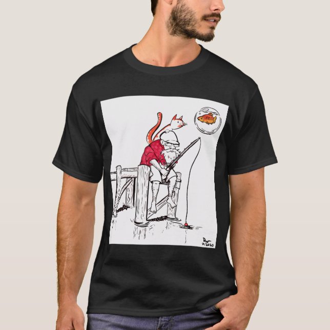 Gammal man fiskar t shirt (Framsida)