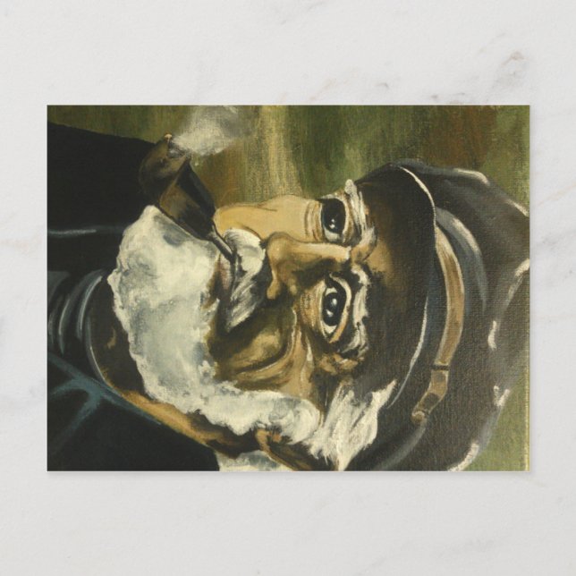 Gammal man i havet vykort (Framsida)