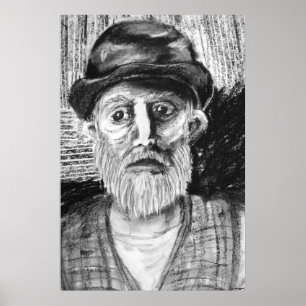 Gammal man kolteckning poster