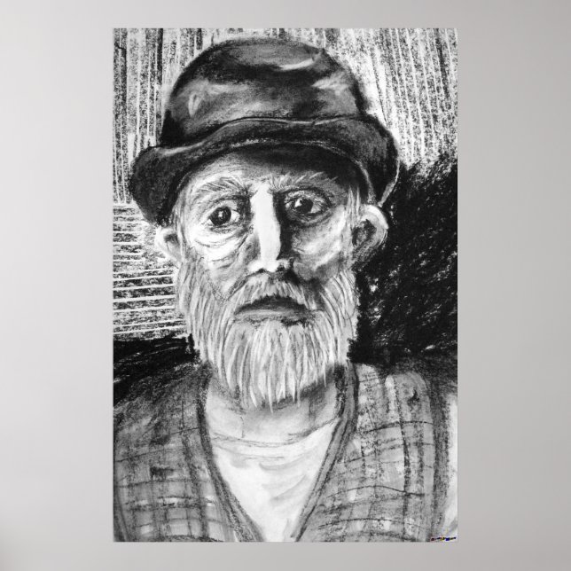 Gammal man kolteckning poster (Framsidan)