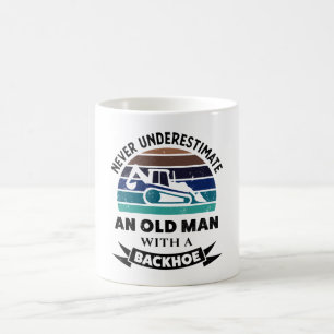 Gammal man med Backhoe Funny Excavator Gift Pappor Kaffemugg
