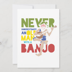 Gammal man med Banjo Land Music Bluegräs Gift Inbjudningar