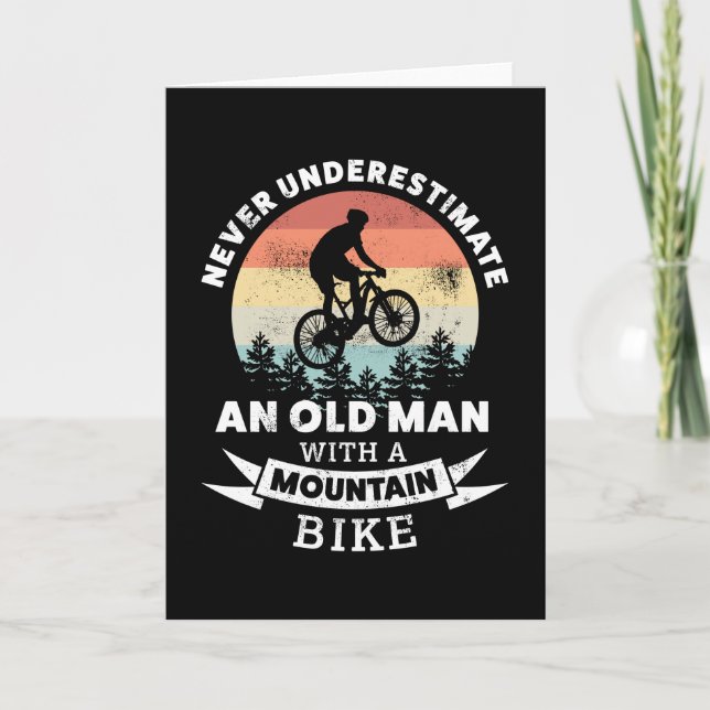 Gammal man med bergsbike - MTB Gift Kort (Framsida)