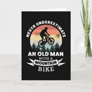 Gammal man med bergsbike - MTB Gift Kort
