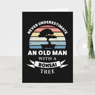 Gammal man med Bonsai Träd Funny Gift Pappa Kort