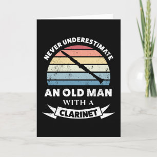 Gammal man med Clarinet Funny Gift Pappa Kort