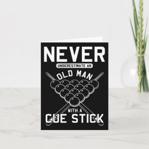 Gammal man med Cue Stick Billiards Player Snooker Kort