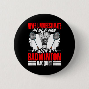 Gammal man med en badmintonracket fjäder badminton knapp